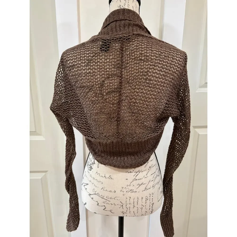 Vintage Y2K Mix It Brown Long Sleeve Shrug Sweater Size Medium